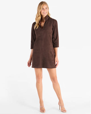 Callie Faux Suede Dress - Espresso