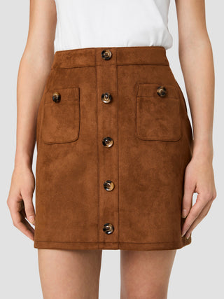 Laney Suede Patch Pocket Mini Skirt - Tan