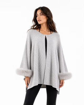 Light Grey Wool & Lurex Wrap w/Closure