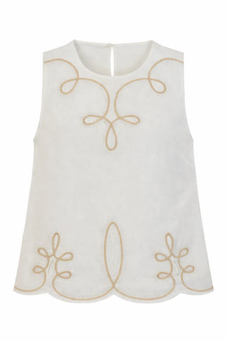 Hampton Tank - Ivory Embroidery