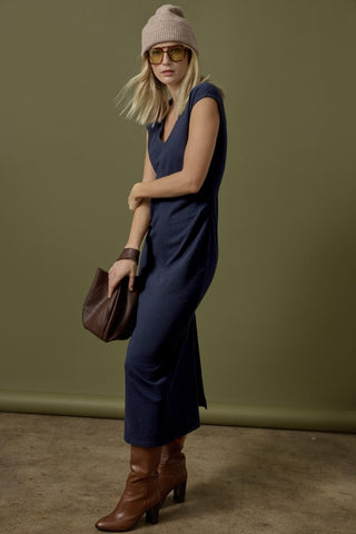 Side Tuck Maxi Dress - Navy