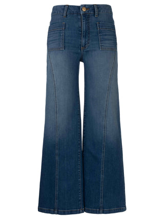 Charlotte High Rise Wide Leg Front Seam Patch Pockets - Vibrant