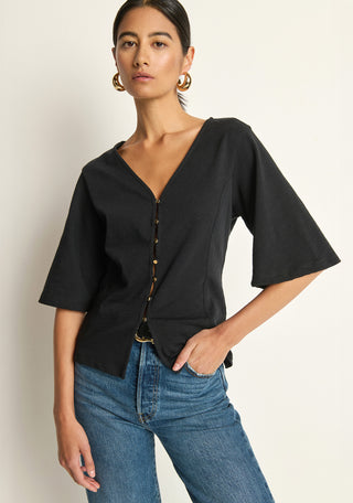 Gisela Half Sleeve Top - Jet Black