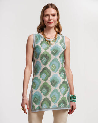 Robbie Top - Graphic Leaf Print Blue/Green Multi