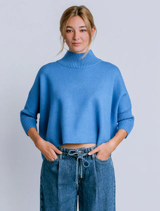 Aja Sweater Top - Persian Blue