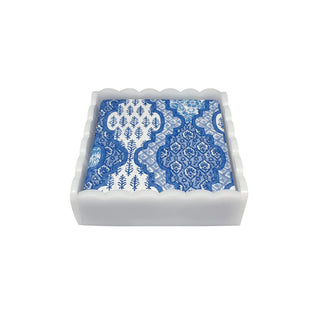 Provencal Blue/White Scalloped Cocktail Napkin Box Set