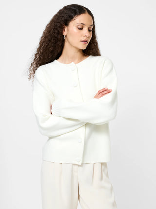 Riddley Knit Drop Shoulder Cardigan - Porcelain Cream