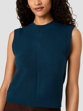 Babysoft Tick Crewneck Sleeveless Top-Deep Teal