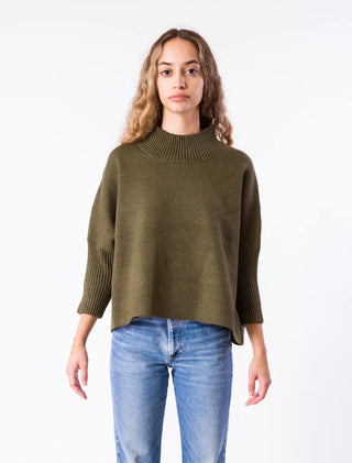 Aja Sweater Top - Olive