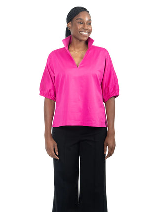 Poppy Top Cotton Poplin - Fuchsia Fedora