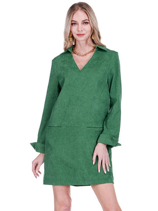 Split Neck Collar Dress - Green