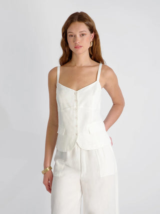 Cooper Linen Tailored Cami - Summer White
