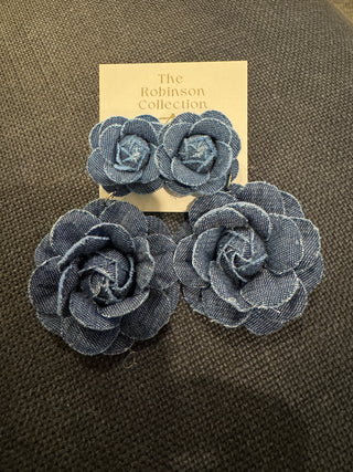 Denim Flower Earings
