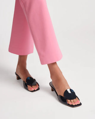 Sandy Circle Slide - Soft Patent Leather Navy