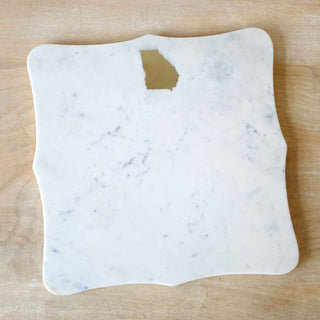 Georgia Marble Serving Board White/Brass