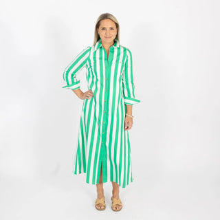 Harper Dress - Green Stripe