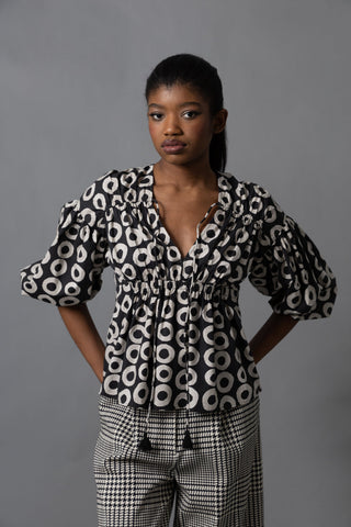 Shirred Blouse - Batik Circles