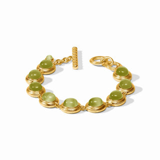 Cobblestone Tennis Bracelet - Green Cat'S Eye Gold