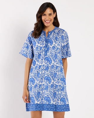 Hollis Dress - Sapphire Garden White