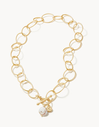 Oval Chain Toggle Necklace 18" Gold