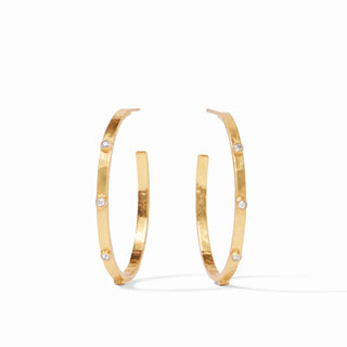 Crescent Stone Hoop Gold Cubic Zirconia Large