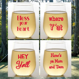 Southern Sayings Unbreakable Tritan Plastic Stemless Tumblers S/4