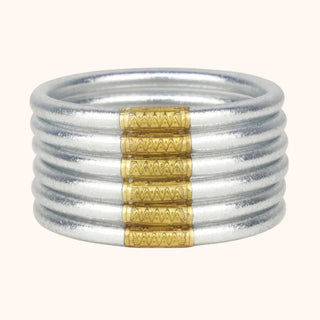 Silver All Weather Bangles Set of 6 - Serenity Prayer