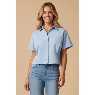Tailored Taffeta Short Sleeve Blouse