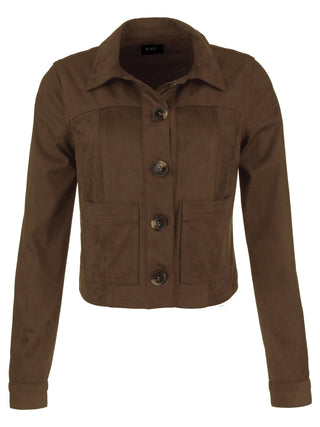Matilda Crop Trucker Jacket with Patch Pockets - Chocolate