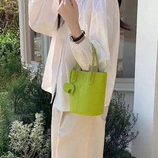 Small Tote Crossbody with Matching Bag Charm-Green