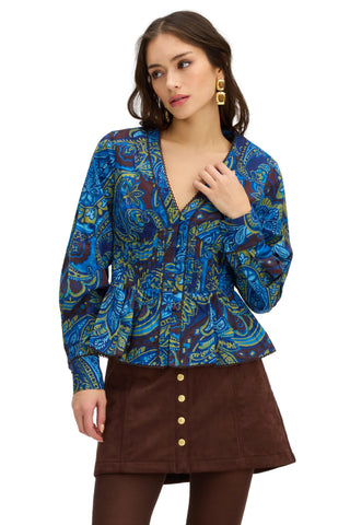 Tatum Blouse - Blue Paisley
