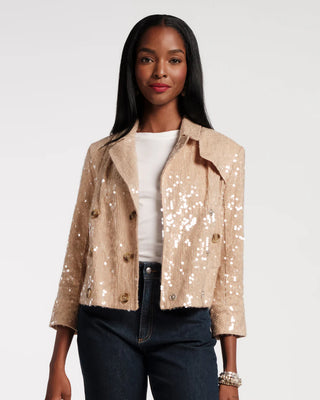Sequin Moto Jacket - Champagne
