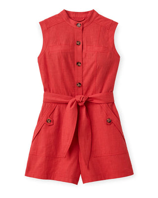 Rachel Sleeveless Romper-Poppy