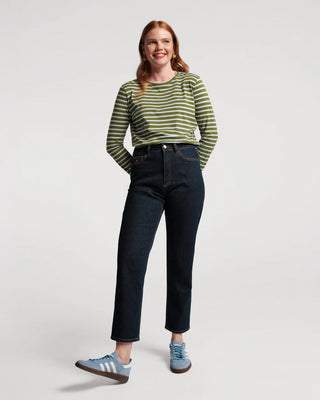 Long Sleeve Striped T-Shirt - Olive/Light Blue