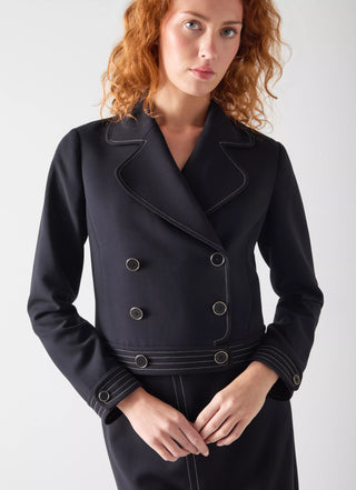 Eugine Cropped Jacket - Navy