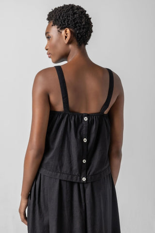 Button Back Tank - Black