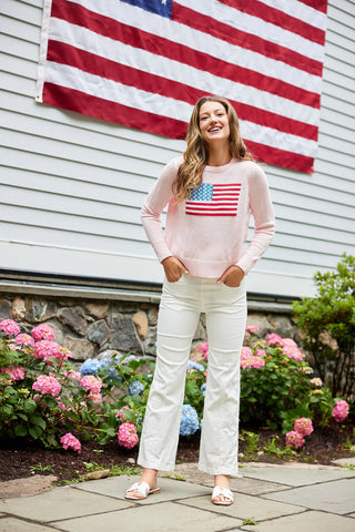 Cropped Flag Sweater - Blush