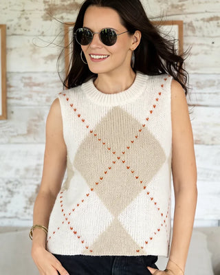 Argyle Vest Chunky - Pure Snow/Oat Heather