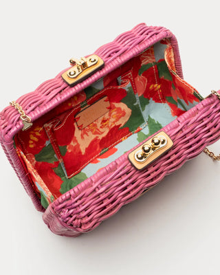Paige Clutch Wicker with Metal Chain Handle - Pink