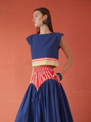 Walker Boxy Crop Top - Painters Garden Navy