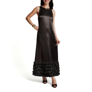 Francesca Maxi Dress Solid W/Floral Applique