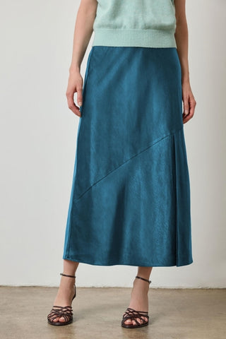 Satin Slit Front Skirt - Neptune
