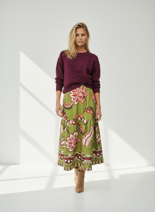 Ada Skirt - Olive Florals