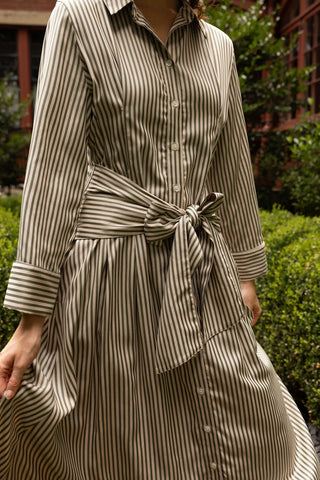 Miles Dress - Olive Grove Stripe