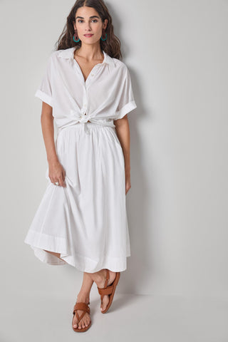 Elbow Sleeve Button Down - White