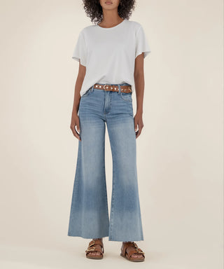 Ryan High Rise FAB AB Super Wide Leg Raw Hem - Generosity