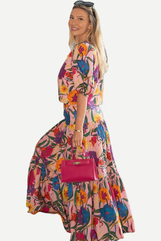 The Brenn Skirt - Multi Fuchsia Floral