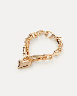 Padlock Heart Chain Bracelet - High Polish Gold