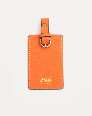 Luggage Tag Tumbled Leather - Tangerine