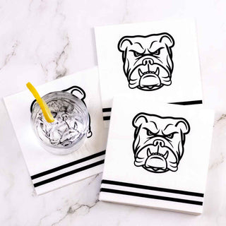 Bulldog Cocktail Napkins White/Black